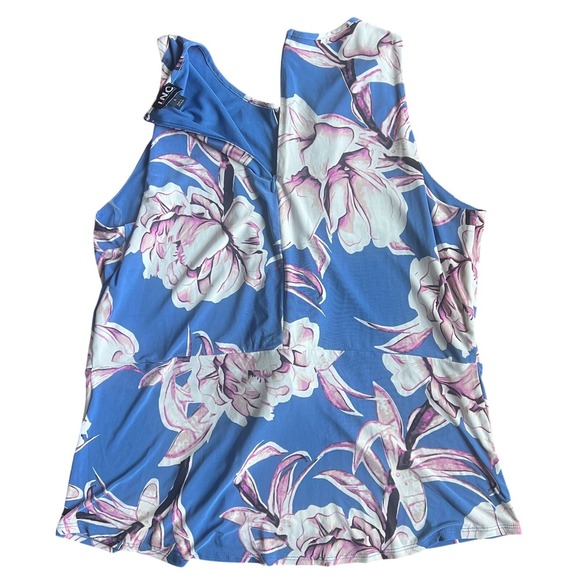 INC Womens L Twist-Front Keyhole Tank Top Blouse Floral‎ Coastal Vacation Career - Picture 3 of 6